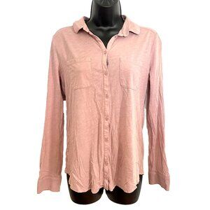 LOFT Women's Dusty Pink Long Sleeve Button Down Top - Size Small